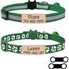 Uiopa 2pcs Collarino Gatto Antistrozzo + 2pcs Targhetta Cane con Incisione, Collare Gatto Personalizzato, Fibbia di Sicurezzae Campana, Collare Cane Taglia Piccola con Medaglietta (Verde scuro)