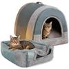 Waigg Kii Grande cuccia per cani 2 in 1, cuccia per animali domestici, rimovibile, con morbido cuscino, pieghevole e lavabile, a igloo, cuccia per interni, per gatti e animali domestici (blu, XL, 65 x 53 x 50