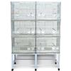 Pet's Solution - Batteria Gabbie da Cova Silver con Carrello e Accessori, per Allevamento, Riproduzione ed Esposizione Uccelli - 2 Moduli con 6 Gabbie di 60x42x43h cm