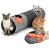 Avilia Tunnel per Gatti 30x130 cm in Lino Sintetico - Giochi per Gatti Interattivi con Pallina Pendente, Tubo per Gatti Pieghevole Anti Stress, Gioco Gatto per Gatti Piccola e Media Taglia