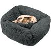Lukery Cuccia per Cani Cuccia per Gatti, Cuscino Rotondo in Peluche Morbido Lavabile Letto Peluche Antistress Ciambella per Animali Domestici (M (66X55),Grigio Scuro)