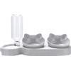 SZLIFE Ciotole Triple per Gatti, Ciotole per l'alimentazione Antiscivolo, Alimentatore da Interno per la casa, Bottiglia d'Acqua Automatica per, Grigio Chiaro