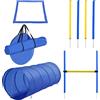 PawHut Set Agility Dog per Addestramento Cani con Tunnel, Slalom e Ostacolo, Sacca di Trasporto, Giallo e Blu