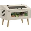 PawHut Terrario per rettili con ventilazione laterale, vivarium per serpenti da 111L con finestre in vetro temperato, coperchio, 80 x 50 x 60 cm legno naturale