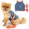 PAIDEFUL Set di pettorina e guinzaglio per cani, pettorina in denim per cani di piccola taglia, morbida e leggera, con motivo a fiocco, maglietta estiva per animali domestici con anello a D,