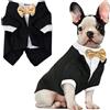 Generic Smoking per cani con papillon: costume formale per animali domestici, per matrimoni, feste e vacanze, adatto per cani e gatti di taglia piccola e grande, oro