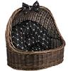 e-wicker24 Alles aus Weide Naturale Cesta per Cani in Vimini Cesta per Gatti con Cuscino Morbido Cuccia per Gatti Cuccia Cani Cuccia Gatto Interno Lettini per Cane Calmante Animali Marrone Scuro