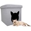 Tata Home Cuccia Cane Gatto Pouf Pieghevole per Cani e Gatti Puff Sgabello Casetta per Animali Domestici in Tessuto Grigio Misura 38x38x38 cm Mod. 1 Cat