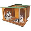 ORIGINAL LEGNO Acquista in Fabbrica Cuccia in Legno con Veranda per Cani da Esterno Tendina Omaggio Made in Italy Misura Alano MOD. Oasi - Doppio Ingresso e Separé