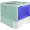 Kedia Cassettiera per lettiera per gatti stile cassetto, contenitore per lettiera per gatti con paletta inclusa, vassoio rimovibile, 2 aperture (verde+UV-48 x 37 x 38 cm)