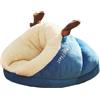 Hruile Cuccia per gatti ispessita e calda, a igloo, per interni, chiusa, per gattini, tenda per gatti, super morbida, in peluche, per conigli, cuccioli di piccoli animali (50 x 35 x 30 cm, blu)