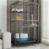 HARELA Gabbia per Gatti da Esterno/Interno, Box per Gatti in Metallo a 2/3/4 Livelli, Gabbia per Animali Domestici, con 4 Rotelle Orientabili, Montaggio Semplice, capacità Portante Super Forte(Black,85*60*14