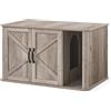 Feandrea Mobile per Lettiera, Mobile Moderno per Lettiera Nascosto, con Ingresso Frontale, Doppie Porte, Maniglie, Casetta per Gatti, Tavolino Laterale, 85 x 48,5 x 50 cm, Greige Melange PCL012G01