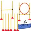 PawHut Set Agility Cani 4 pezzi riempibili per l'addestramento dei cani Set di ostacoli con pali per slalom, ostacoli regolabili in altezza, anello per il salto e la coordinazione per l'addestramento