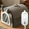 LIJBN Cuccia Riscaldata per Animali Domestici, Cuscinetto Riscaldante per Gatti e Cani di Piccola Taglia, Impermeabile, Resistente alla Masticazione, Kit Parto, Casa con Riscaldamento Elettrico per Animali