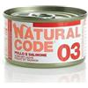 Generico Natural Code Adult Gatto Cibo Umido Pollo e Salmone. 12 LATTINE da 85g CADAUNO