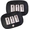 SUNRIDE Segnaposto per cavalli - con numeri di partenza (3 cifre) - 1 coppia - vera pelle - con bottone automatico e spilla di sicurezza (nero)