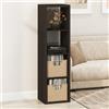 Furinno CUBICLE Mobile per Giradischi con Raccoglitore per Vinili, 4-Cube 1.2 Extra Spesso Raccoglitore per Dischi in Vinile, Scaffale Multimediale per CD DVD Dischi, Rovere Scuro Nero