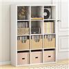 Furinno CUBICLE Mobile per Giradischi con Raccoglitore per Vinili, 12-Cube 1.2 Extra Spesso Raccoglitore per Dischi in Vinile, Scaffale Multimediale Aperto sul Retro per CD DVD Dischi, Bianco