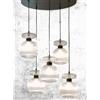 Illuminando GRETA SOSPENSIONE ROTONDA 5 LUCI D60 CM IN VETRO RIGATO AMBRA O TRASPARENTE LAMPADINE ATTACCO E27