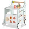 COSTWAY Carrello Primi Passi in Legno per Bambini, Centro Attività Montessori con Giacattoli, Gioco Educativo con Ruote, Girello per Bambini 12 Mesi +, 32 x 35 x 42 cm (Verde Chiaro)