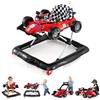 COSTWAY 4 in 1 Girello per Bambini, Altezza Regolabile a 3 Livelli, Passeggino per Bambini, con Volante Imbottito e Scatola Musicale, Portata 12 kg, per Bambini 6-18 Mesi (Rosso)