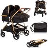 Chipolino, passeggino per fratelli, New Twin Duo Smart, pieghevole, cestino, colorazione:nero