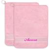 La Chiocciolina Set 2 salviette personalizzate con nome ricamato, Set due salviette asilo con nome, Salvietta in spugna con appendino, Salvietta asilo con ricamo (05 Rosa)
