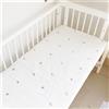 Odot Lenzuolo Trapuntato con Angoli per Lettino Bambino, Lenzuola Carrozzina Cotone Lenzuola da Lettino Neonato Morbido e Resistente Lenzuola per Culla (Cielo stellato,110x60cm)