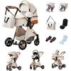 GLOKID passeggino trio 3 in 1, pieghevole, carrozzina reversibile fronte mamma e strada, sistema modulare con carrozzina per neonati, con borsa, zanzariera e parapioggia (PTV9 Crema)