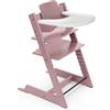 Stokke Seggiolone Stokke Tripp Trapp (Heather Mauve) con vassoio Stokke (White) - Include sedia Tripp Trapp, Baby Set 2 per bambini da 6 a 36 mesi - Regolabile e facile da pulire