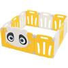 Joyz Box Bambini 120x120 cm Pieghevole Design Panda Bianco/Giallo Cancelletto con Porta e Orologio Didattico Recinto in Plastica per Interni/Esterni Cancelletto per l'Esplorazione dei Neonati