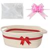 Hiseng Cestini Portaoggetti Intrecciato in Corda di Cotone con Manici, Cesti Regalo Vuoto con Sacchetti Regalo e Fiocchi, Cestini Regali per Natale, Matrimoni, Compleanni, Pasqua (Rosso Beige)