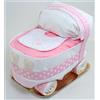 BABYCONFORT Torta di Pannolini Carrozzina Rosa con 48 pannolini 3/6 kg, parure lenzuolini da carrozzina, bavaglia e prodotti di cosmesi di qualità. Made in Italy