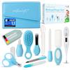 TPFFamily Kit igiene neonato (Blu) - Set cura neonato 11 pezzi con forbici per unghie di alta qualità, termometro, spazzola e altro - Ideale come prima attrezzatura per neonati