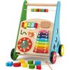 COSTWAY Carrello Primi Passi per Bambini, Girello Neonato in Legno, con Giocattoli Montessori, Centro Attività con Ruote, per Bambini 12+ Mesi (Colorato)