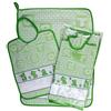 Bubabù Set ASILO SCUOLA MATERNA da ricamare ORSETTO 2 pezzi: bavaglino spugna con elastico cm.28x32 e asciugamano cm.40x55 tela aida per ricamare il nome Cotone 100% Made in Italy (VERDE)