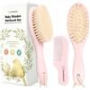 KeaBabies Set di spazzole per capelli in legno con setole di capra morbida, set di spazzole per neonati, pennello per neonati e set di pettini ragazza, ragazzo, pennello per culle bambino (Oval, Blush)