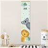 Stellasticker - Metro per misurare la crescita dei bimbi personalizzato - con nome e data di nascita - decorazione per cameretta - facile da appendere - design carino e colorato - 129x28 cm (Leone)
