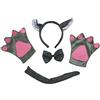 Petitebelle - Fascia per capelli a forma di papillon, unisex, 4 pezzi, 1-5 anni (lupo grigio)