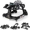 RELAX4LIFE Girello per Bambini 6-18 Mesi, Baby Walker 4 in 1 Trasformabile, Carrello Primi Passi e Macchinina a Spinta con Luci e Suoni, Altezza Regolabile, Pieghevole (NERO)