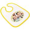 Ocadeau Bavaglino personalizzato con foto e bordo giallo - Bavaglino in tessuto spesso - Stampa di foto/immagini di grandi dimensioni - Bavaglino personalizzato per neonati
