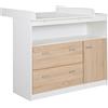roba Fasciatoio con Cassettiera Gabriella, Cassetti, Vano a Giorno, Vano con Anta, 98 x 117 cm, Bianco/Legno Naturale