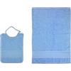 Tex family Set Asilo Nuvola 2 Pezzi in Spugna di Cotone con Tela AIDA Ricamabile - Bavaglino + Asciugamano - Made in Italy - Azzurro