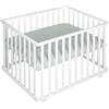 roba Box per Bambini + Materasso roba Style Verde, 75 x 100 cm, Rettangolare, Base Regolabile in Altezza su 3 Livelli, Ruote con Freni, Legno Laccato Bianco