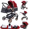 GLOKIDPasseggino 3 in 1, Canne Trio, Seggiolino Accessori, Adattatori Universali, Bambino fino a 25 kg, 4 Ruote Ammortizzatrici, Navicella, Ruote Grandi, Pieghevole