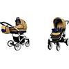 BabyLux Passeggino Largo 2in1 Deep e Passeggino con Accessori Regolabile e Pieghevole Struttura in Alluminio Leggero 2 Opzioni di Montaggio Ruote Impenetrabili Coffe Sailor Blue White Frame