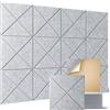 Sonicism Confezione da 12 pannelli acustici foderati a X, autoadesivi, 30,5 x 30,5 x 0,4 cm, pannelli decorativi insonorizzati, piastrelle fonoassorbenti per casa e ufficio, grigio argento