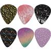 Jeiento Confezione da 6 plettri per chitarra, medi, pesanti ed extra pesanti, per chitarra acustica, chitarra elettrica, ukulele (motivo note musicali)