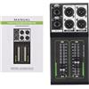 VELATEMOR Mixer Metallico Console Ingresso/uscita XLR di Alta qualità Supporta Lettori DVD Schede Computer, Nero 7,5 * 3,5 * 1,6 Pollici